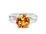 White gold Round Cut Solitaire Diamond Engagement Ring with Twisted Pave Band and Four-Prong Setting