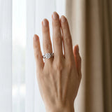 White gold Round Cut Solitaire Diamond Leaf-Inspired Vine Band Ring with Prong Setting_130