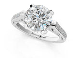 White gold Round Cut Solitaire Diamond Ring with Pavé Band and Six-Prong Setting_15