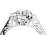 White gold Round Cut Solitaire Diamond Ring with Pavé Band and Six-Prong Setting_18