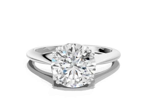 White gold Marquise Solitaire Diamond Ring with Six-Prong Setting and Classic Band