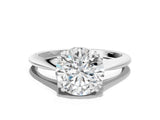 White gold Round Cut Solitaire Diamond Ring with Six-Prong Setting and Classic Band_142
