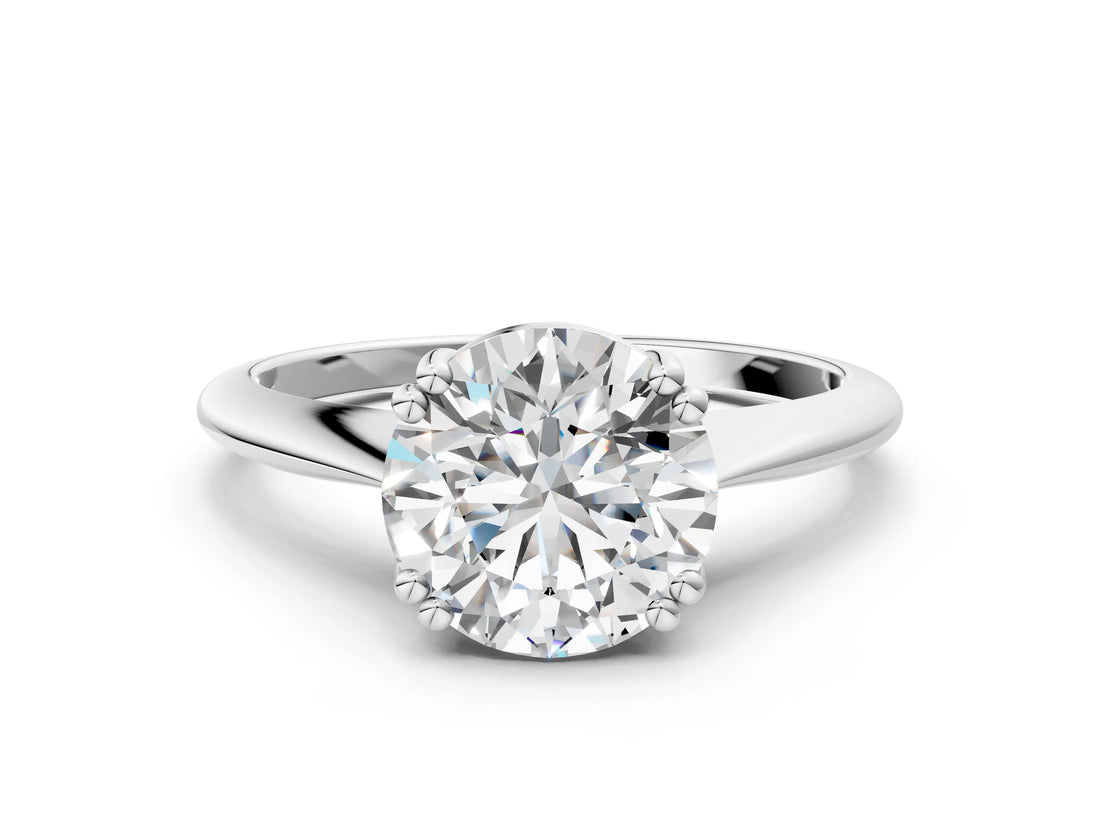 White gold Round Cut Solitaire Diamond Ring with Six-Prong Setting and Classic Band_19