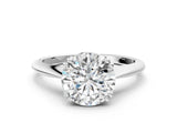 White gold Round Cut Solitaire Diamond Ring with Six-Prong Setting and Classic Band_19