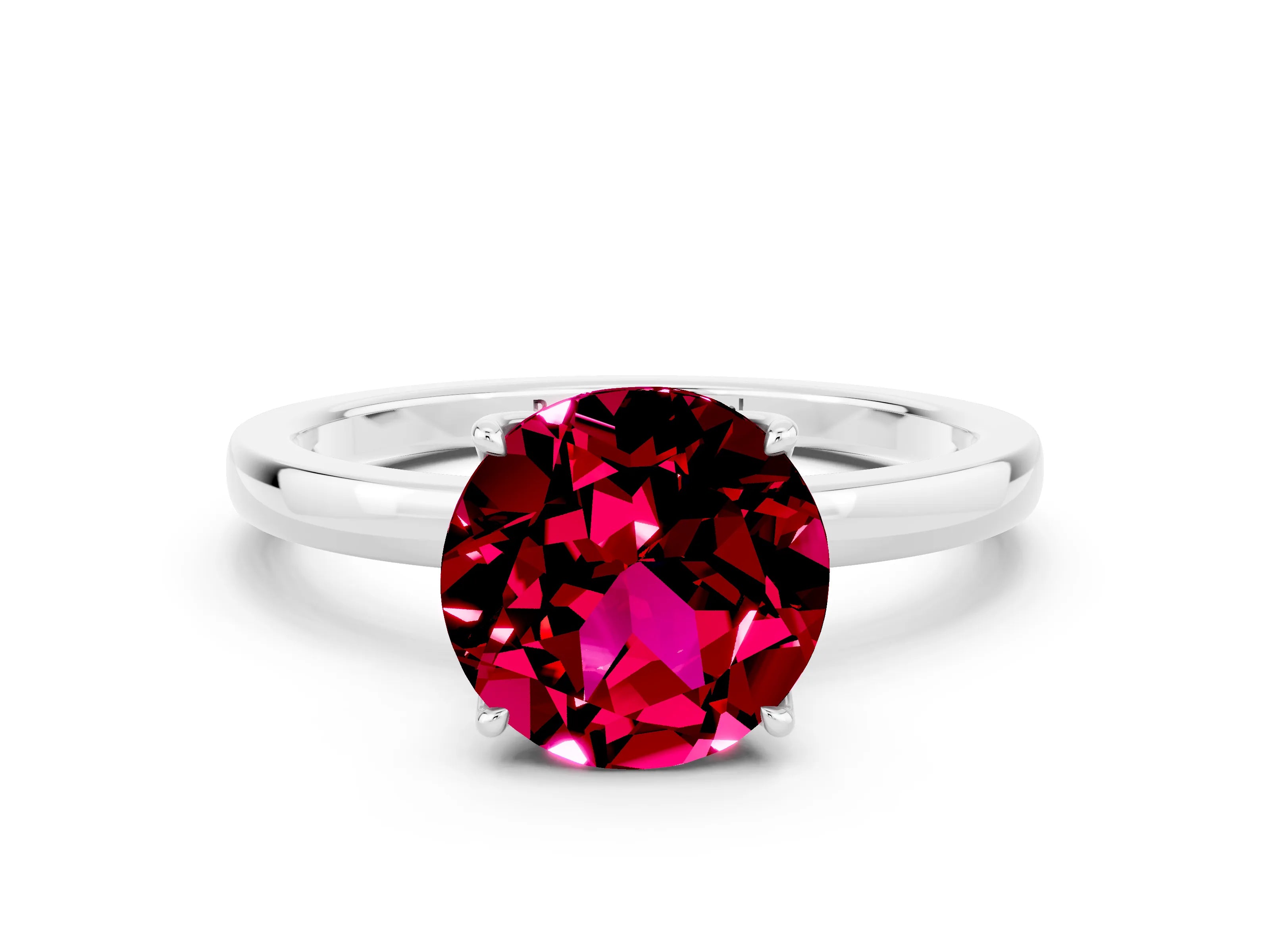 White gold Round Cut Solitaire Diamond Ring with Thin Band and Four-Prong Setting