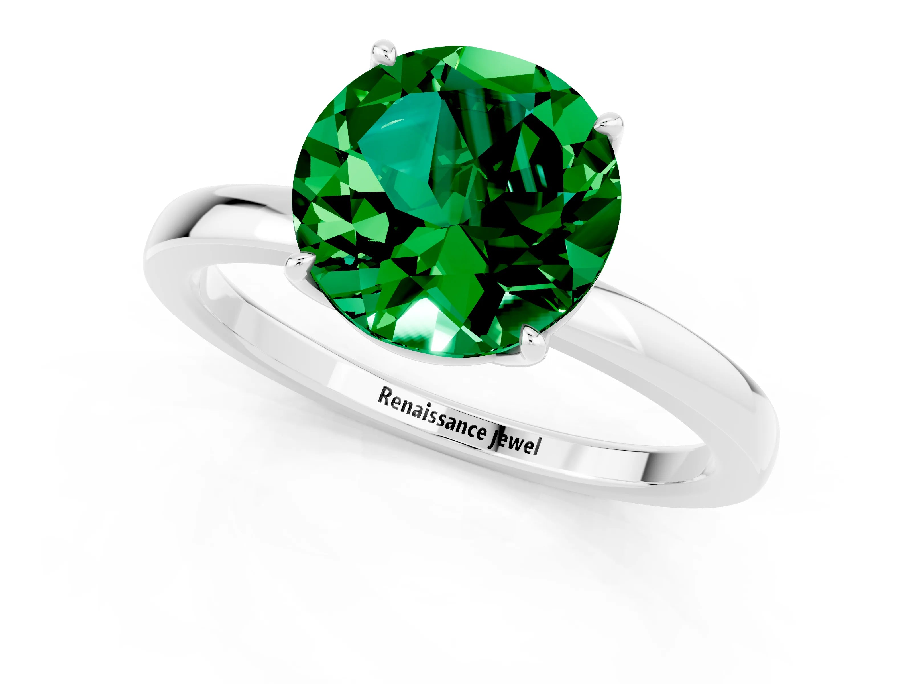 White gold Round Cut Solitaire Diamond Ring with Thin Band and Four-Prong Setting_1