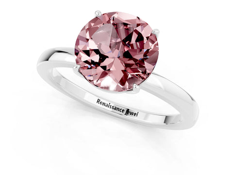 White gold Round Cut Solitaire Diamond Ring with Thin Band and Four-Prong Setting_1