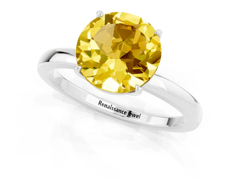 White gold Round Cut Solitaire Diamond Ring with Thin Band and Four-Prong Setting_1
