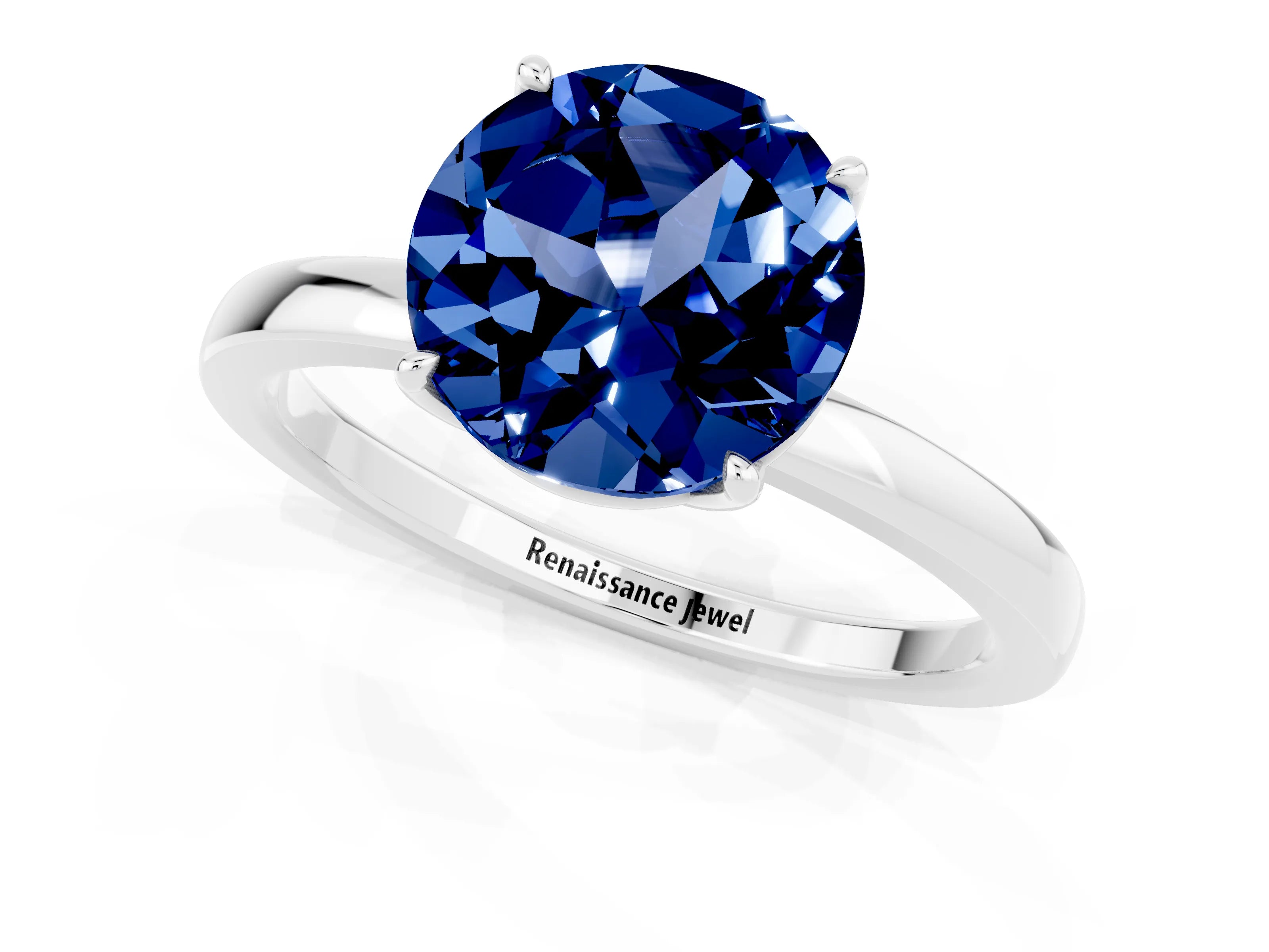 White gold Round Cut Solitaire Diamond Ring with Thin Band and Four-Prong Setting_1
