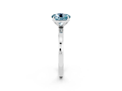 White gold Round Cut Solitaire Diamond Ring with Thin Band and Four-Prong Setting_2