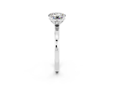White gold Round Cut Solitaire Diamond Ring with Thin Band and Four-Prong Setting_2
