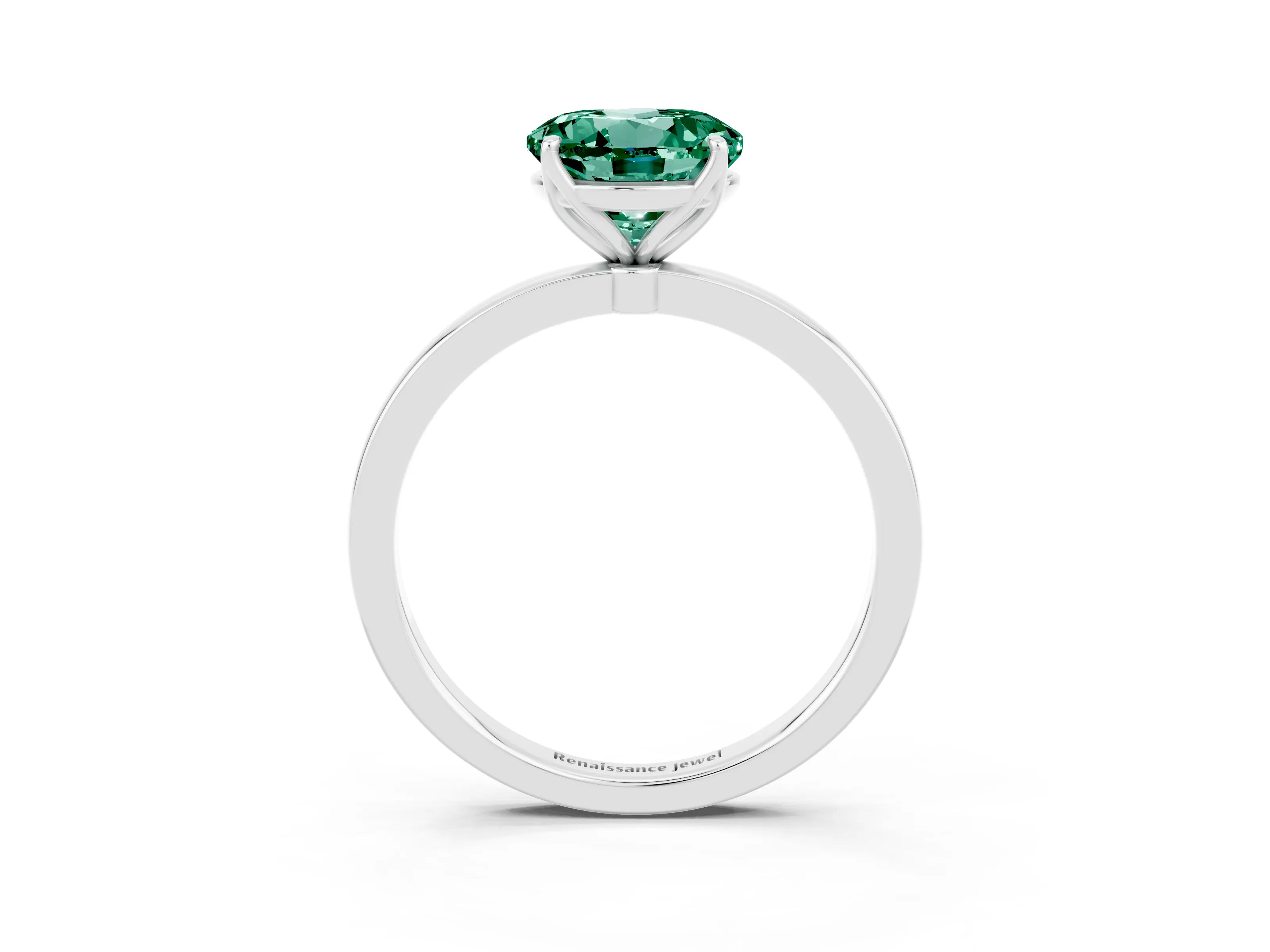 White gold Round Cut Solitaire Diamond Ring with Thin Band and Four-Prong Setting_3
