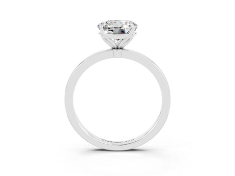 White gold Round Cut Solitaire Diamond Ring with Thin Band and Four-Prong Setting_3