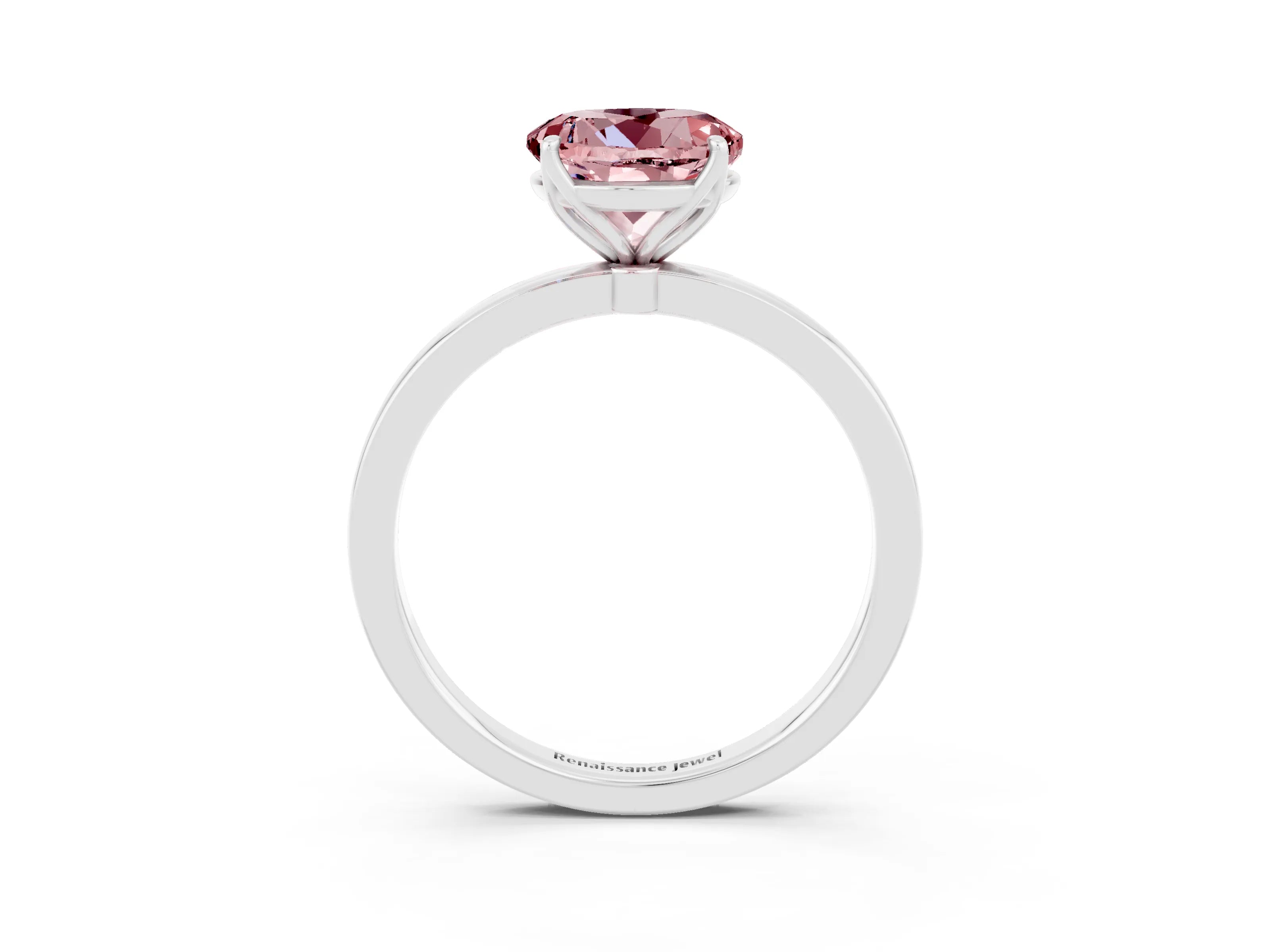 White gold Round Cut Solitaire Diamond Ring with Thin Band and Four-Prong Setting_3