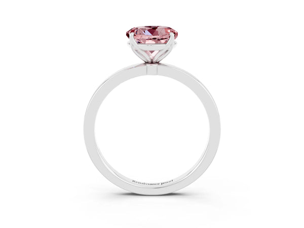 White gold Round Cut Solitaire Diamond Ring with Thin Band and Four-Prong Setting