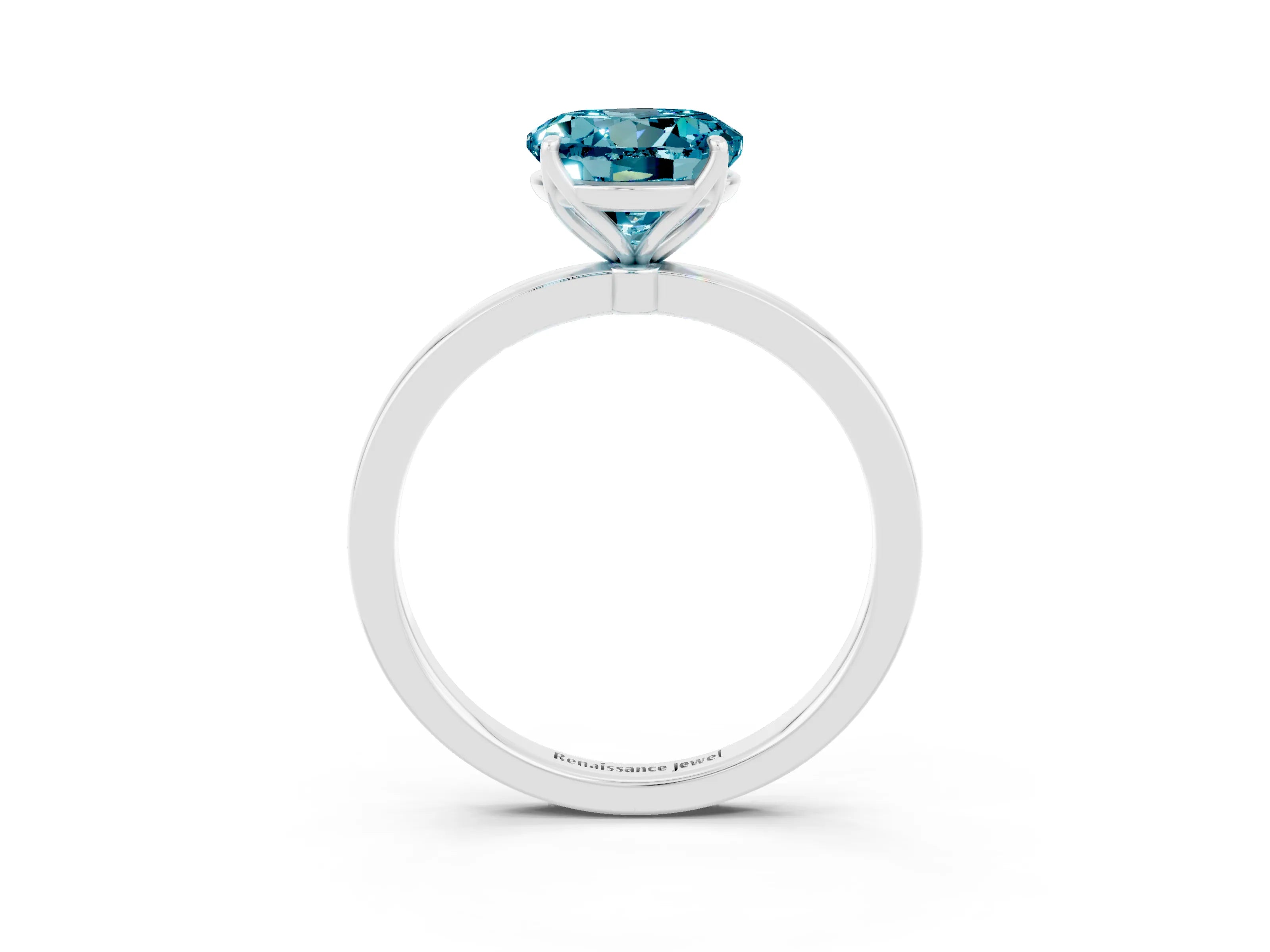White gold Round Cut Solitaire Diamond Ring with Thin Band and Four-Prong Setting_3