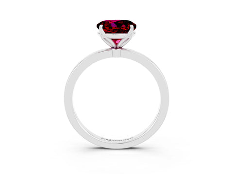 White gold Round Cut Solitaire Diamond Ring with Thin Band and Four-Prong Setting_3