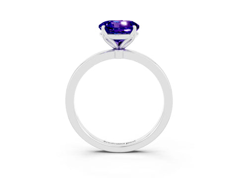White gold Round Cut Solitaire Diamond Ring with Thin Band and Four-Prong Setting_3