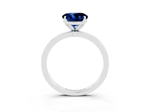 White gold Round Cut Solitaire Diamond Ring with Thin Band and Four-Prong Setting_3
