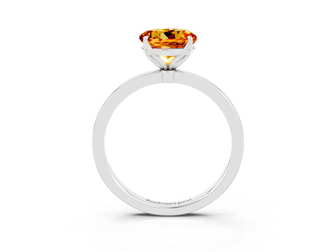 White gold Round Cut Solitaire Diamond Ring with Thin Band and Four-Prong Setting_3