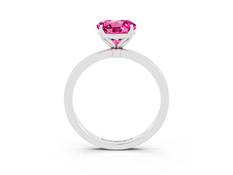 White gold Round Cut Solitaire Diamond Ring with Thin Band and Four-Prong Setting_3