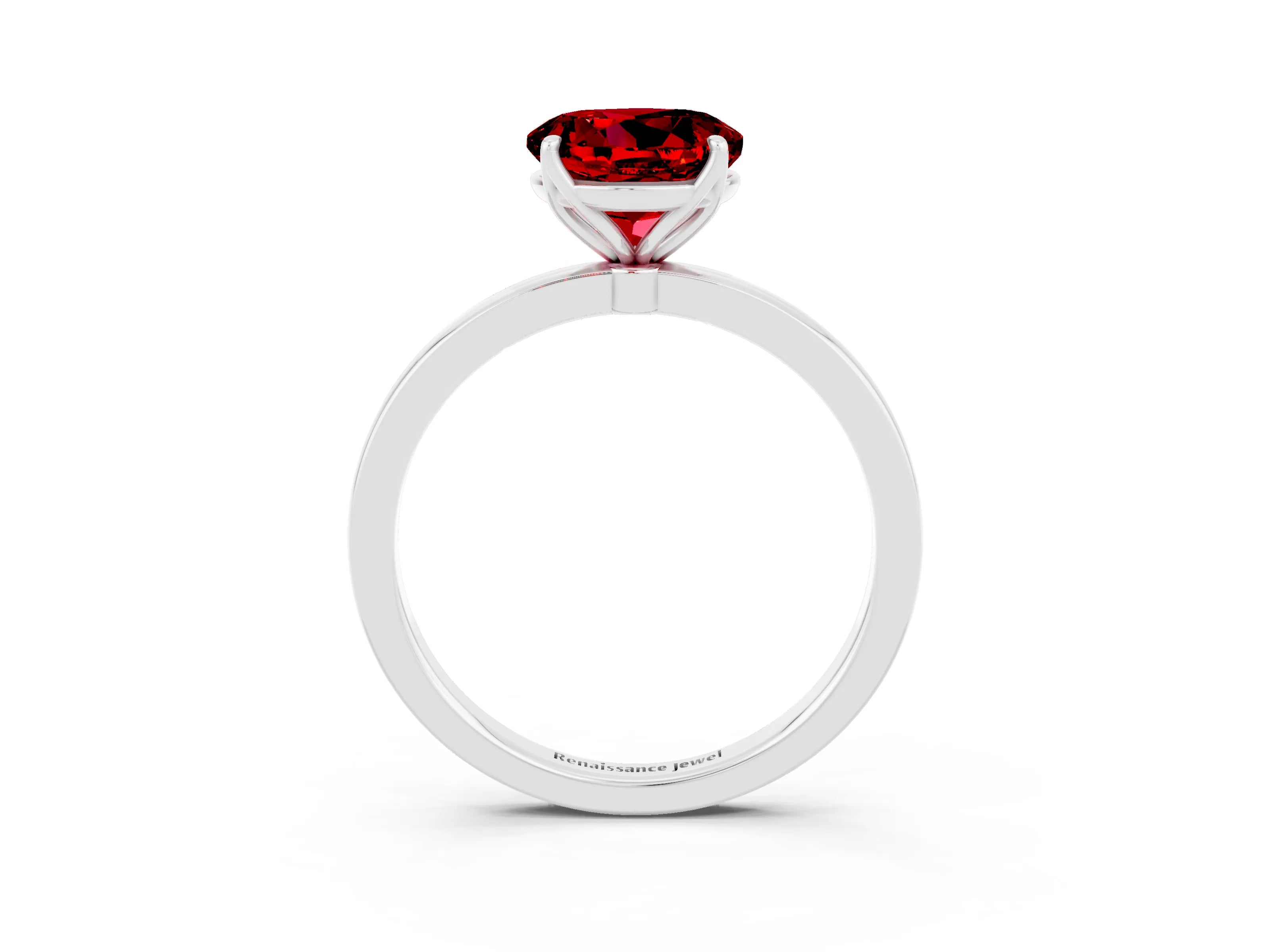 White gold Round Cut Solitaire Diamond Ring with Thin Band and Four-Prong Setting_3