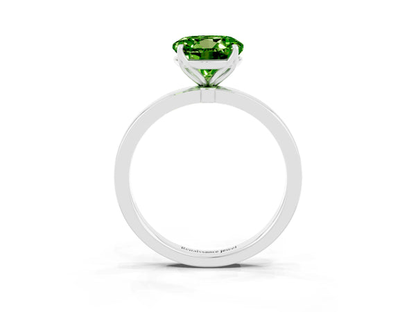 Platinum Round Cut Solitaire Diamond Ring with Thin Band and Four-Prong Setting