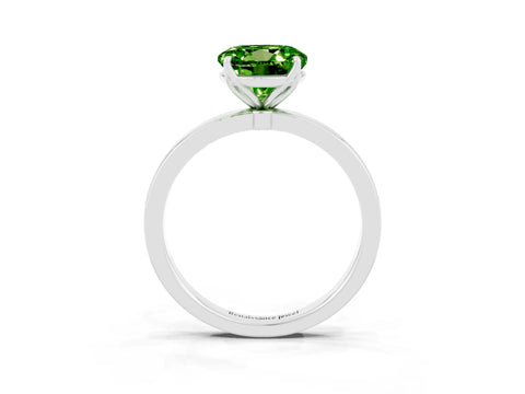 White gold Round Cut Solitaire Diamond Ring with Thin Band and Four-Prong Setting_3