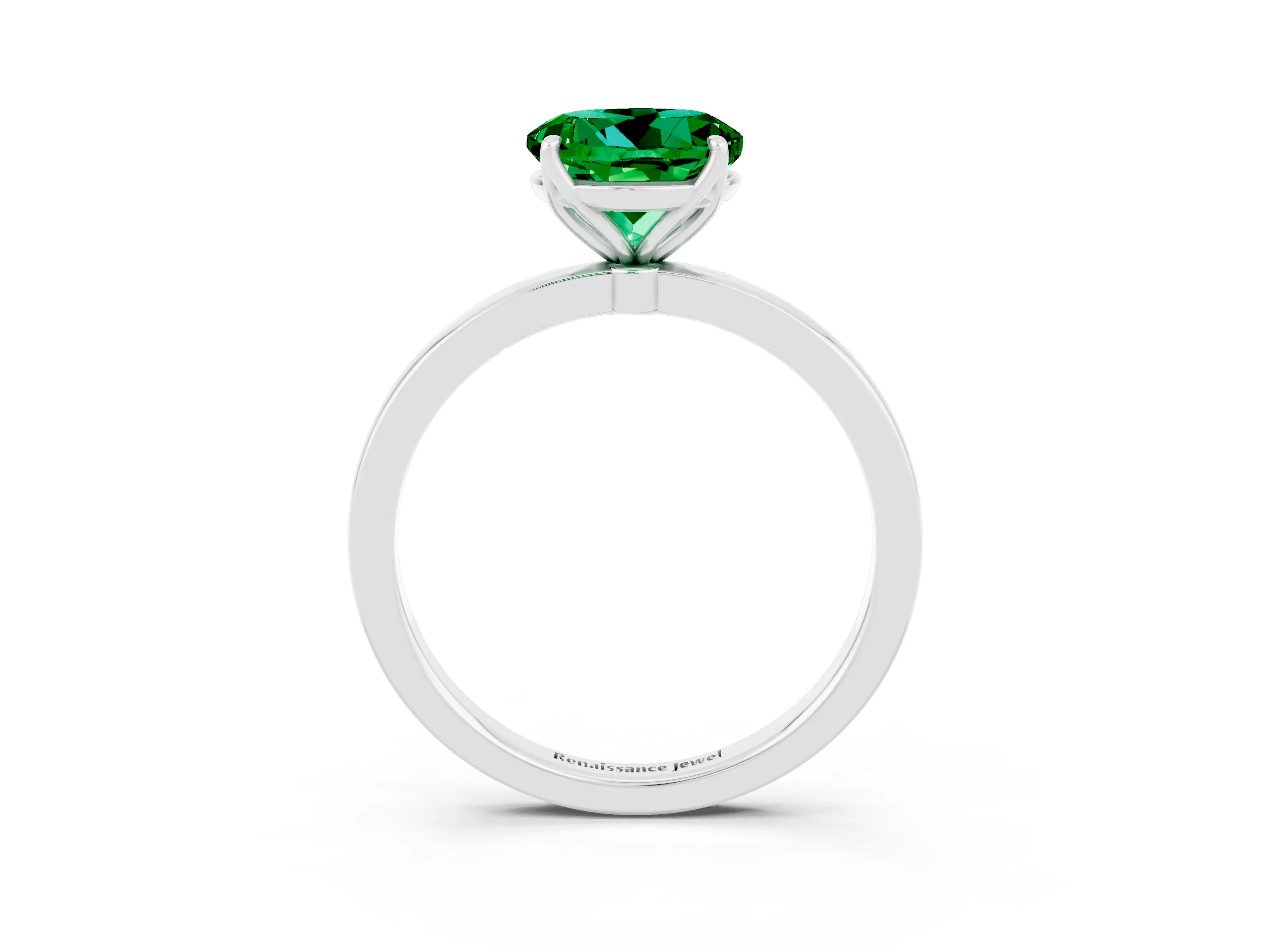 White gold Round Cut Solitaire Diamond Ring with Thin Band and Four-Prong Setting_3