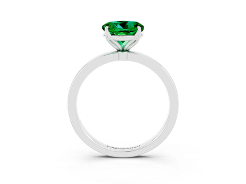 White gold Round Cut Solitaire Diamond Ring with Thin Band and Four-Prong Setting_3