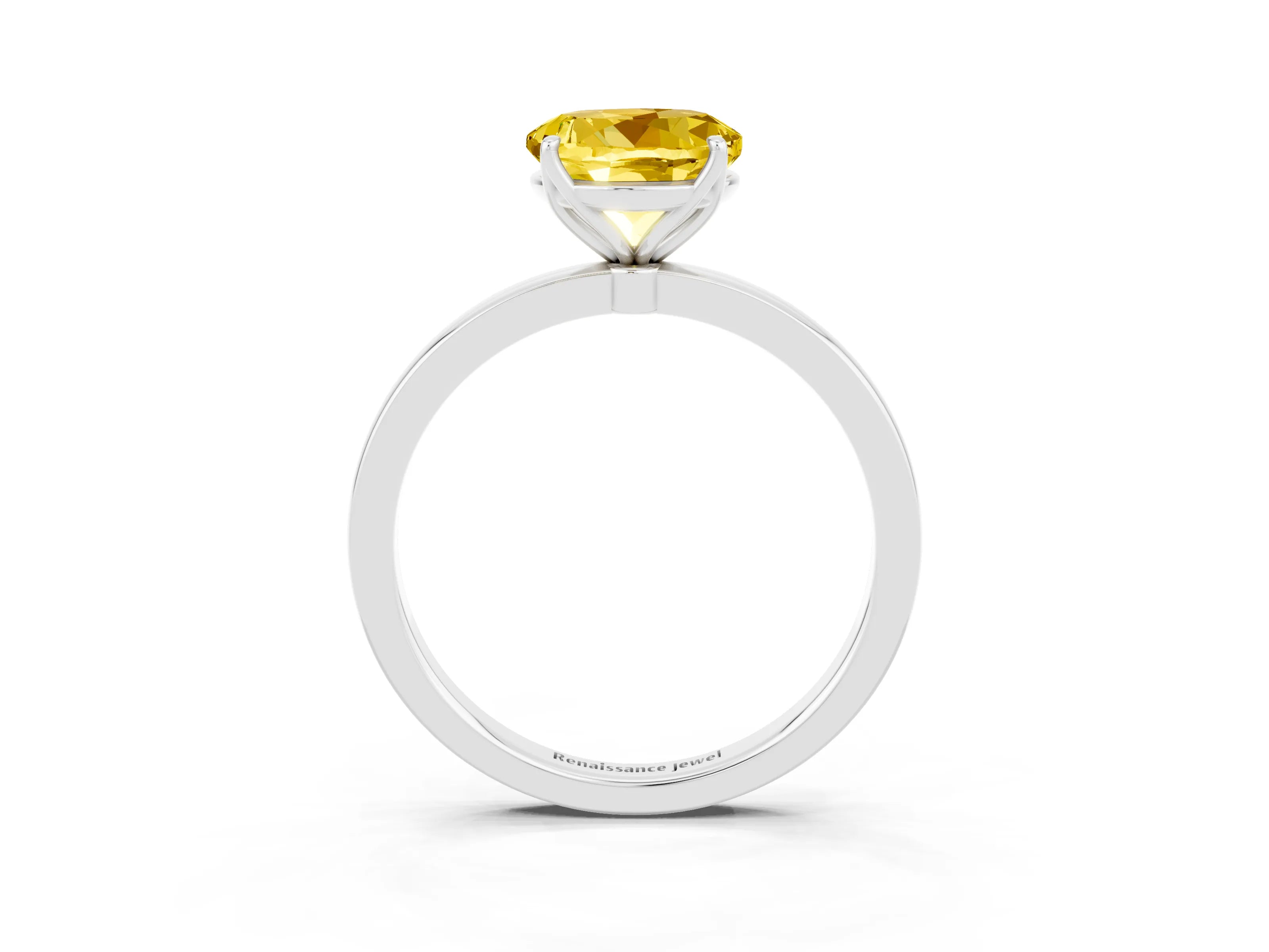 White gold Round Cut Solitaire Diamond Ring with Thin Band and Four-Prong Setting_3