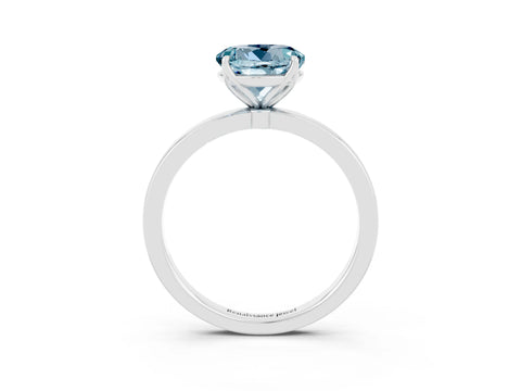 White gold Round Cut Solitaire Diamond Ring with Thin Band and Four-Prong Setting_3
