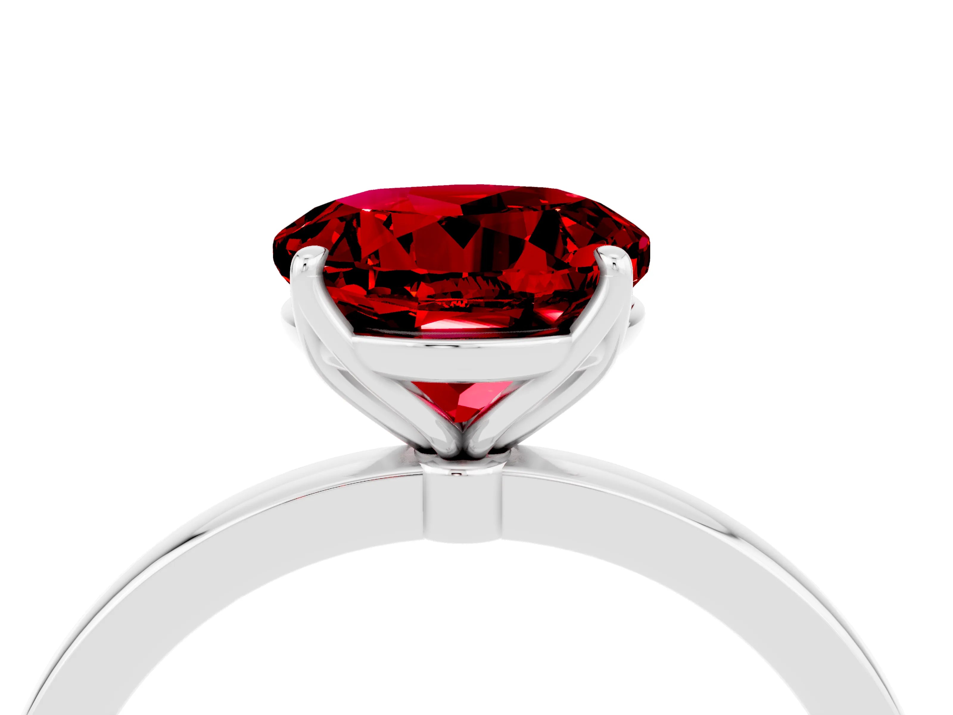 White gold Round Cut Solitaire Diamond Ring with Thin Band and Four-Prong Setting_4