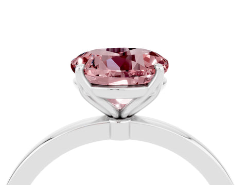 White gold Round Cut Solitaire Diamond Ring with Thin Band and Four-Prong Setting_4