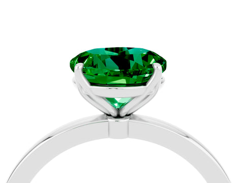 White gold Round Cut Solitaire Diamond Ring with Thin Band and Four-Prong Setting_4