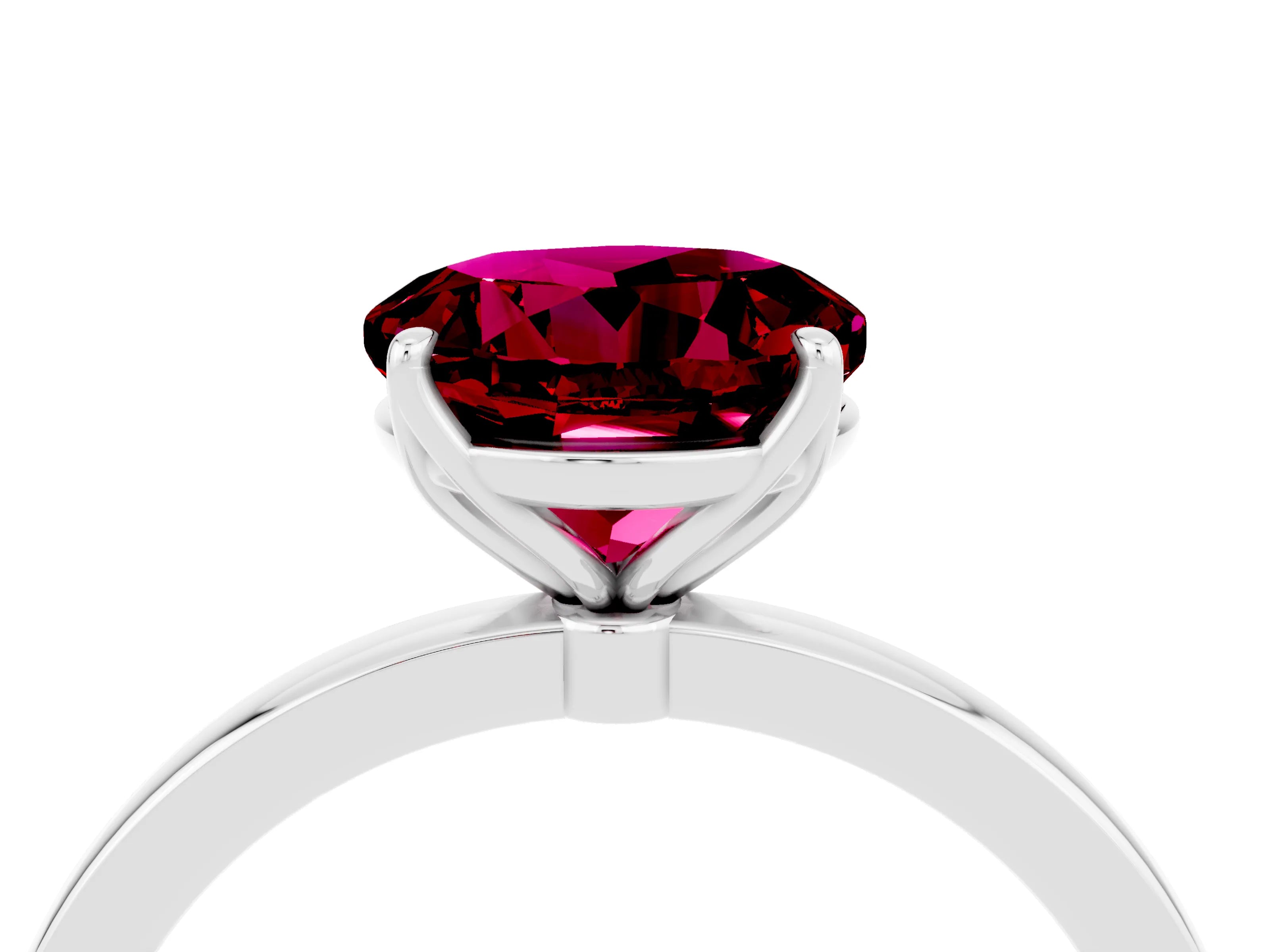 White gold Round Cut Solitaire Diamond Ring with Thin Band and Four-Prong Setting_4