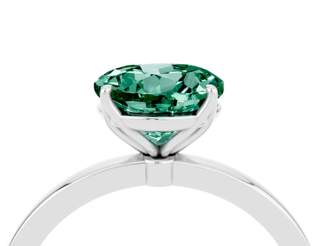 White gold Round Cut Solitaire Diamond Ring with Thin Band and Four-Prong Setting_4