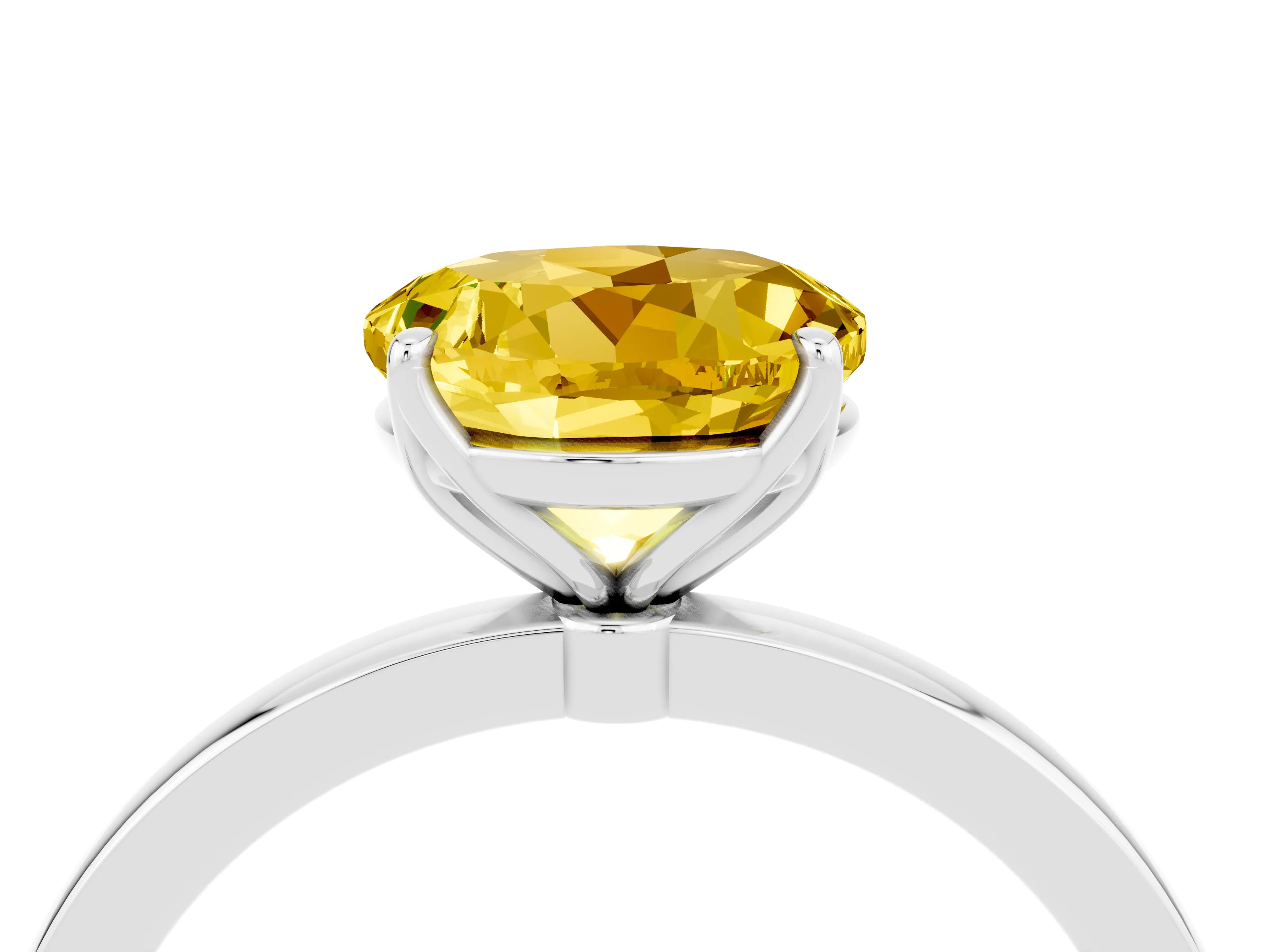 White gold Round Cut Solitaire Diamond Ring with Thin Band and Four-Prong Setting_4