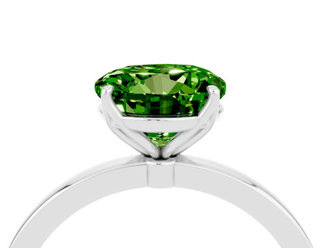 White gold Round Cut Solitaire Diamond Ring with Thin Band and Four-Prong Setting_4