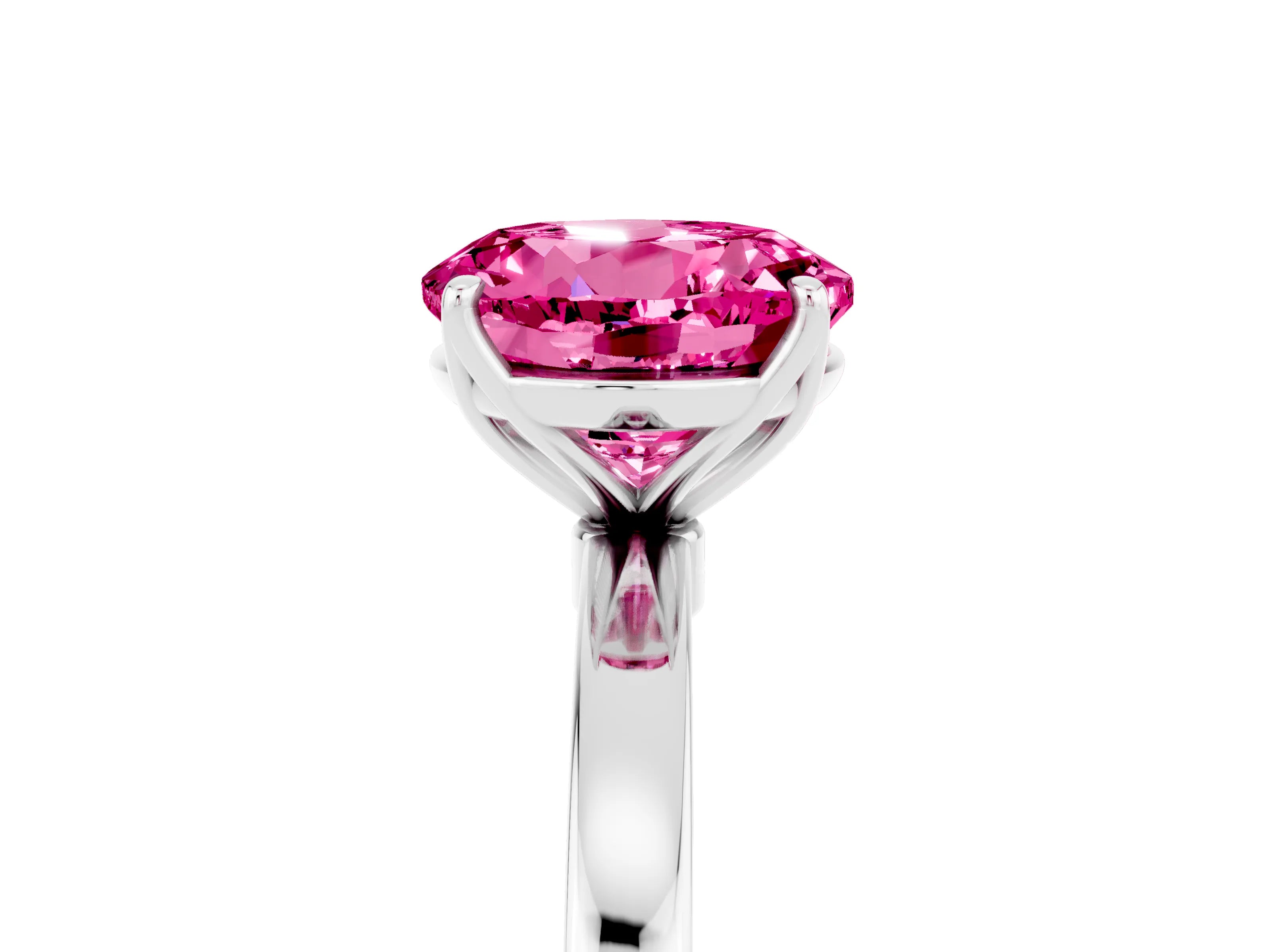 White gold Round Cut Solitaire Diamond Ring with Thin Band and Four-Prong Setting_5
