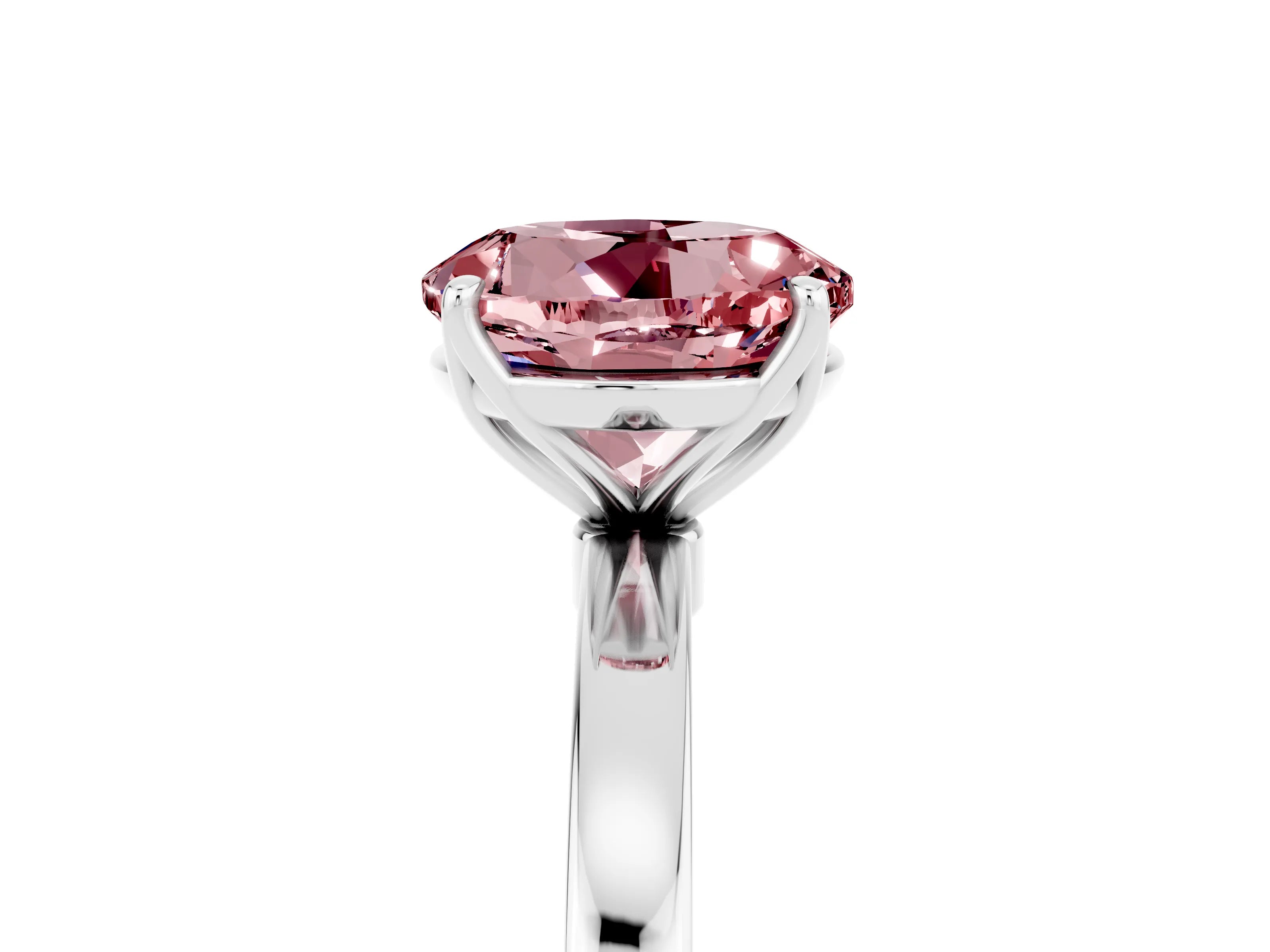 White gold Round Cut Solitaire Diamond Ring with Thin Band and Four-Prong Setting_5