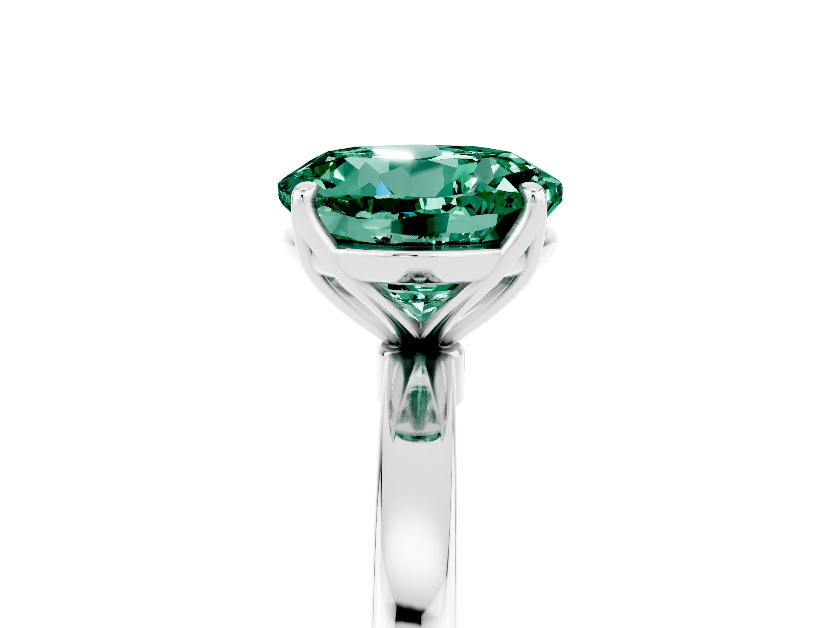 White gold Round Cut Solitaire Diamond Ring with Thin Band and Four-Prong Setting_5
