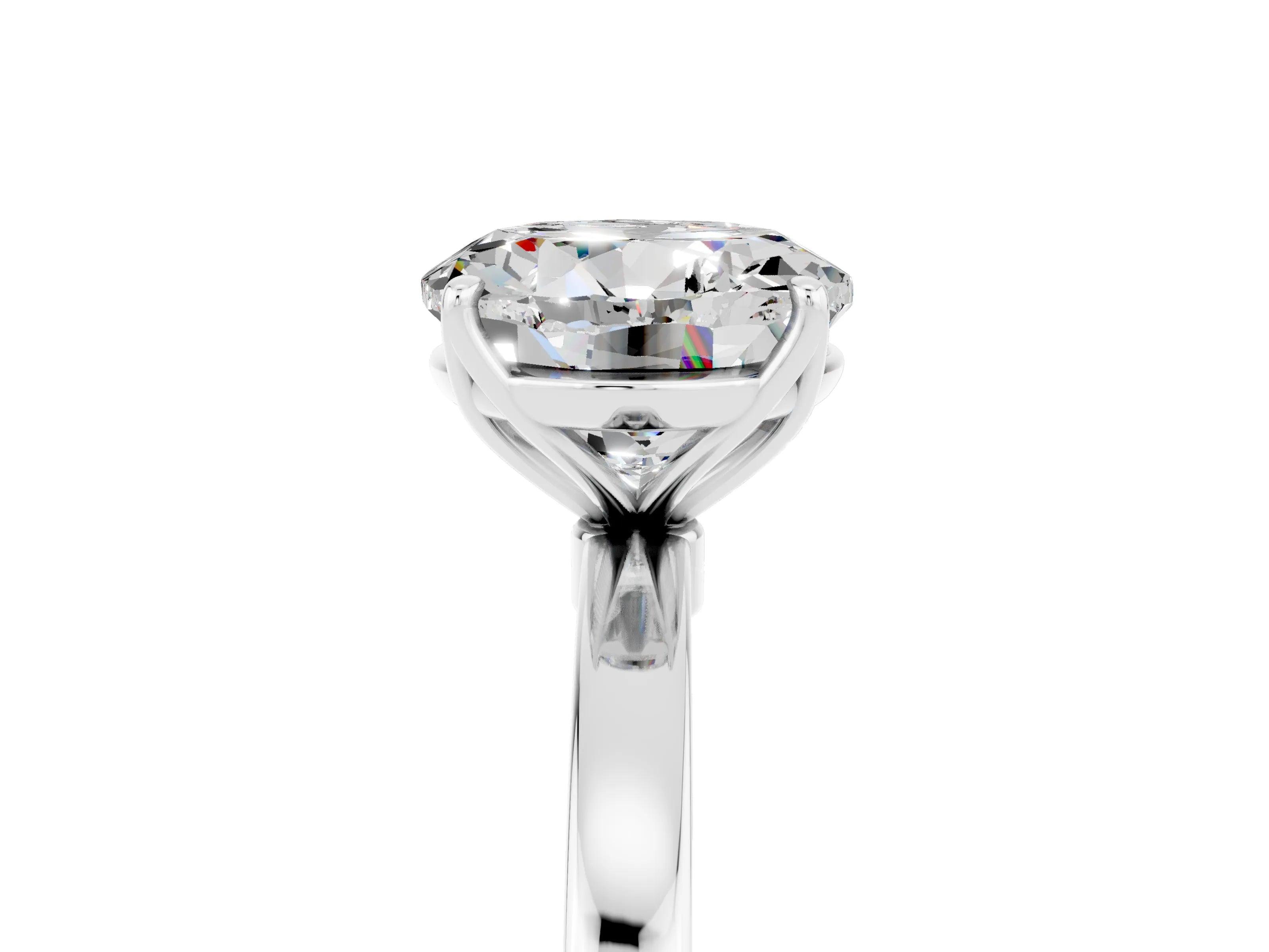 White gold Round Cut Solitaire Diamond Ring with Thin Band and Four-Prong Setting_5