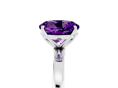 White gold Round Cut Solitaire Diamond Ring with Thin Band and Four-Prong Setting_5