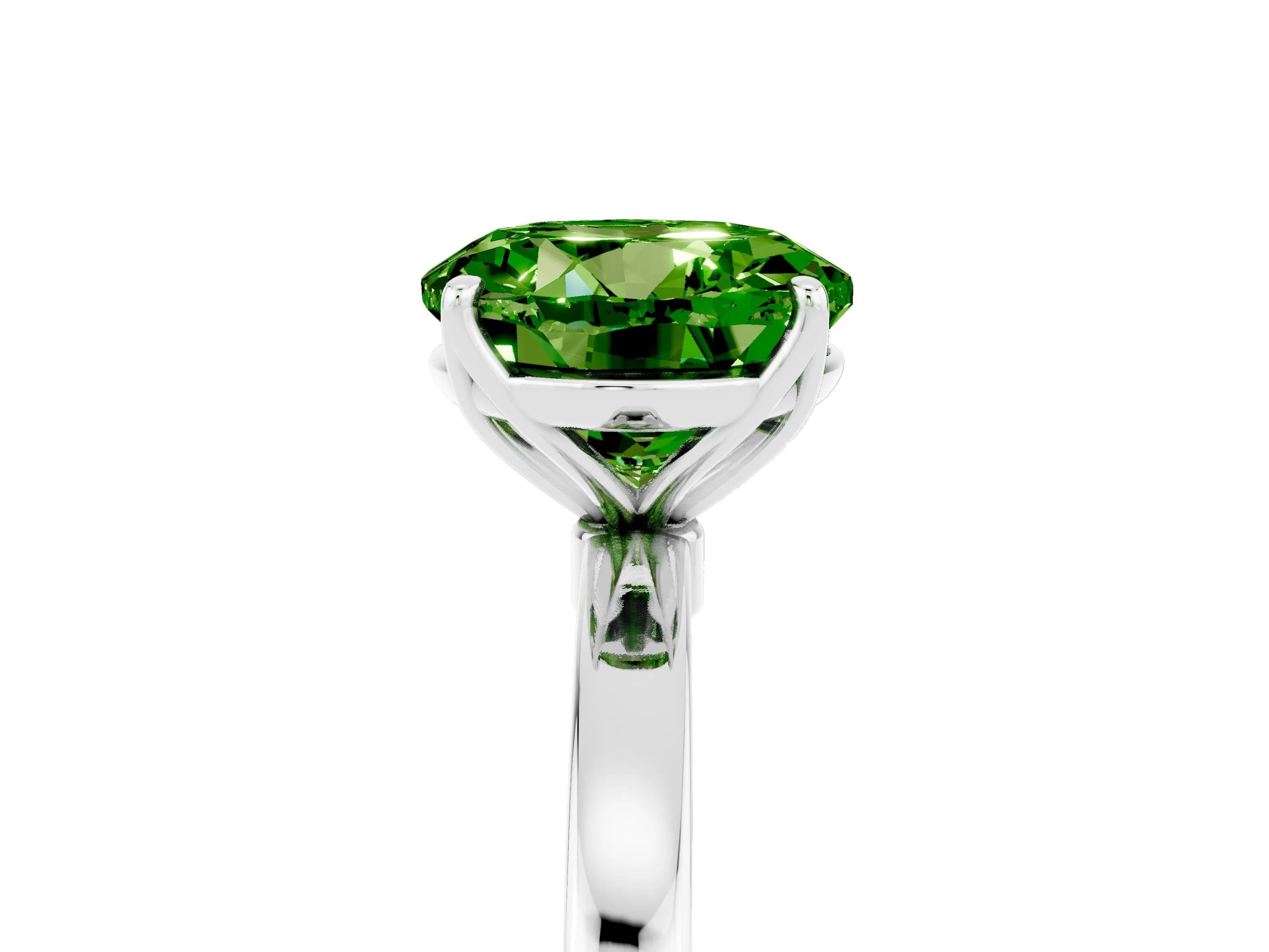 White gold Round Cut Solitaire Diamond Ring with Thin Band and Four-Prong Setting_5