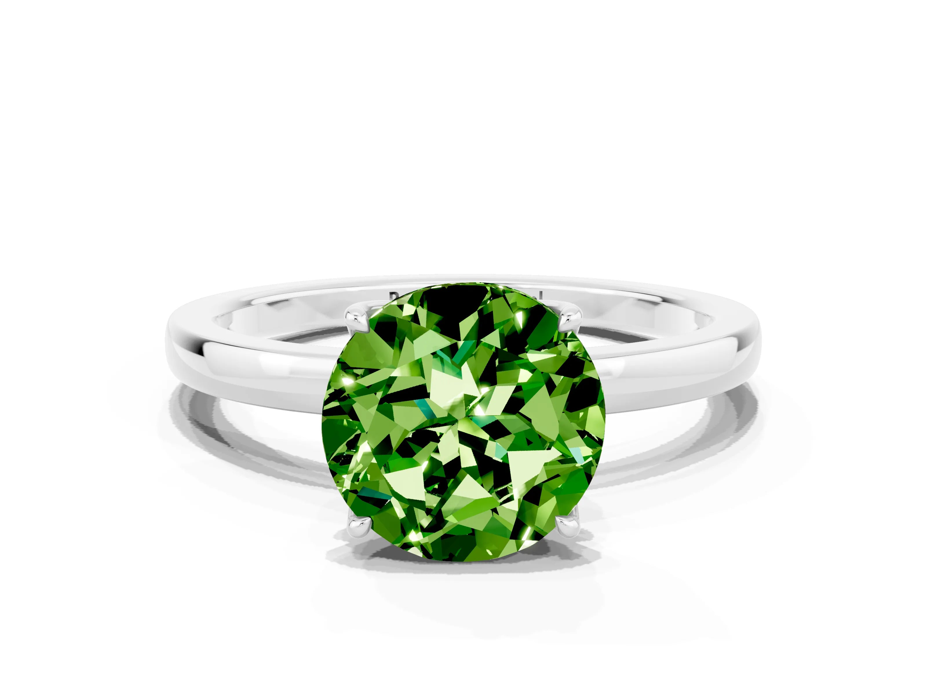 White gold Round Cut Solitaire Diamond Ring with Thin Band and Four-Prong Setting