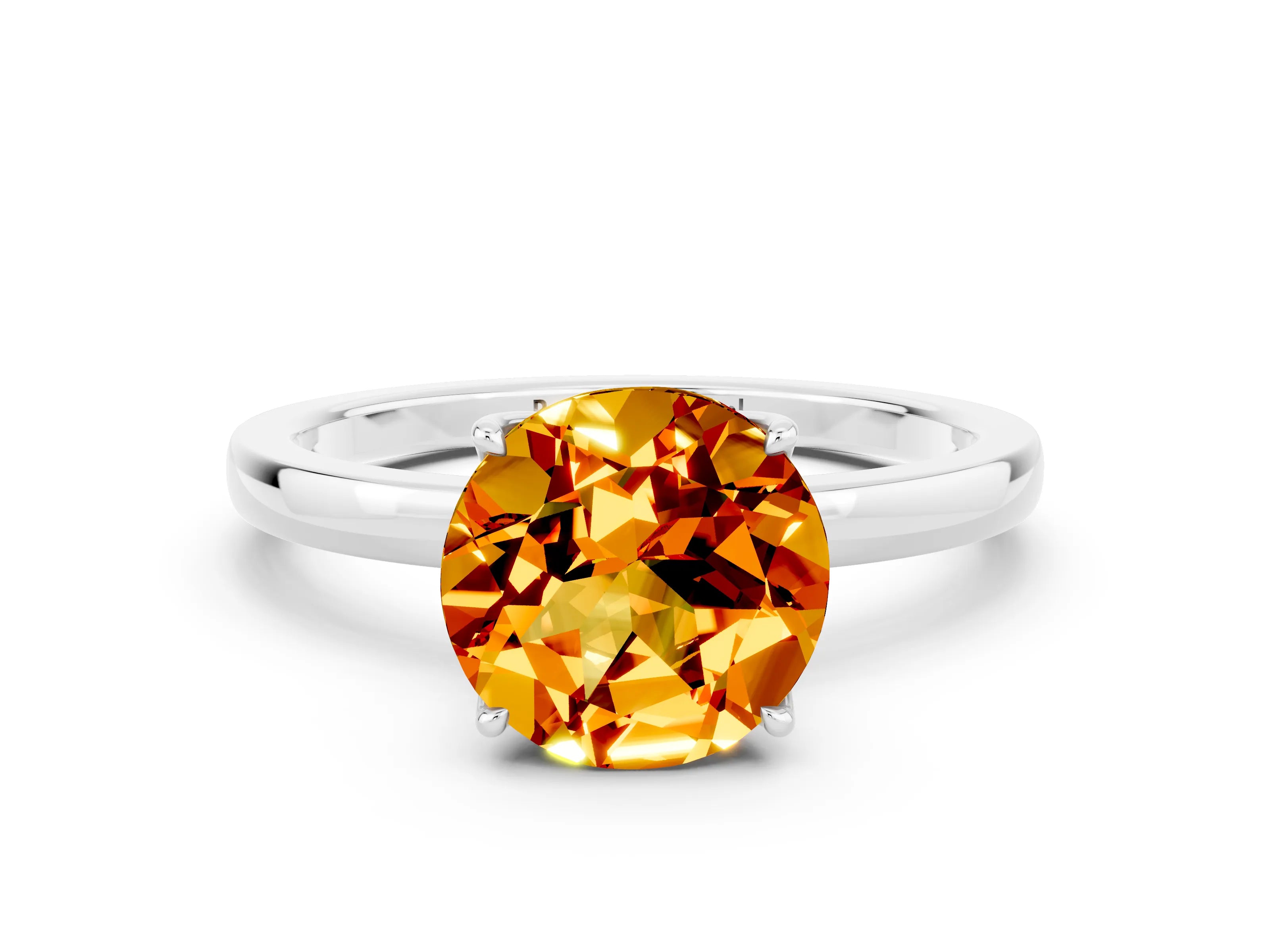 White gold Round Cut Solitaire Diamond Ring with Thin Band and Four-Prong Setting