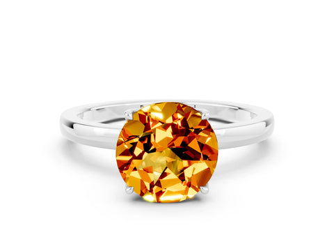 White gold Round Cut Solitaire Diamond Ring with Thin Band and Four-Prong Setting