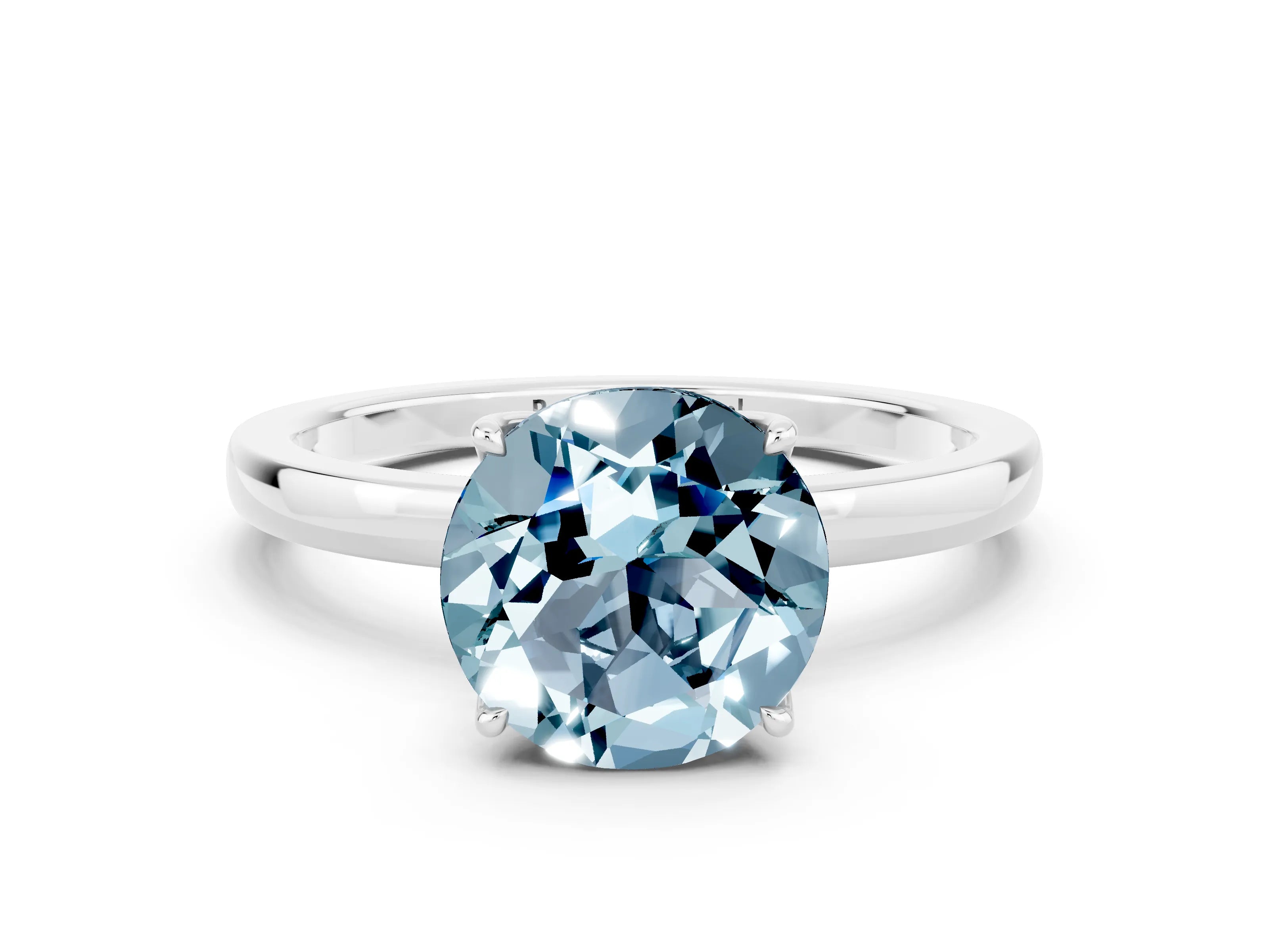 White gold Round Cut Solitaire Diamond Ring with Thin Band and Four-Prong Setting