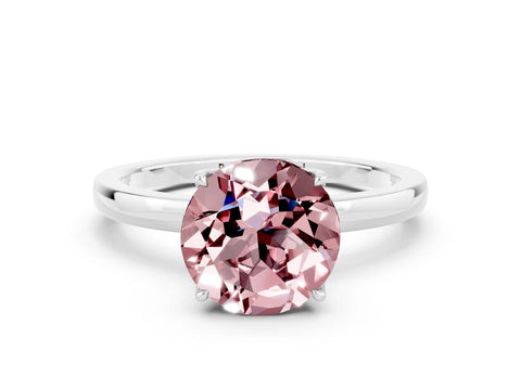 White gold Round Cut Solitaire Diamond Ring with Thin Band and Four-Prong Setting